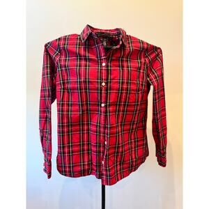 J.Crew Women’s Medium Red Plaid Button Front Shirt 100% Cotton Long Sleeve Top